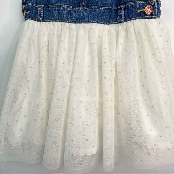 OshKosh B’Gosh Denim Overall with Tulle skirt Dress Jumper - Picture 2 of 15